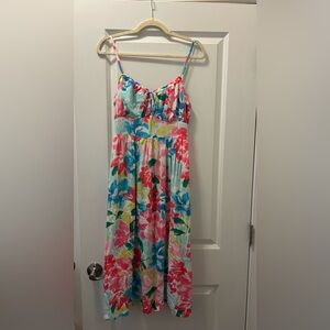 Old Navy Fit & Flare Floral Smocked Midi Cami Dress- Size Small